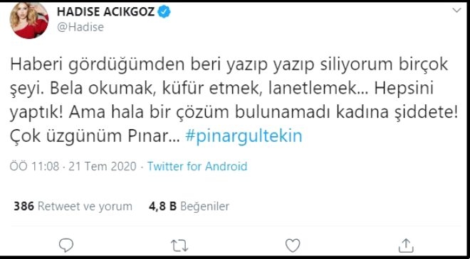 Pınar'ın yürek yakan ölümüne ünlü isimler böyle isyan etti 3