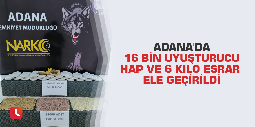 Adana'da 16 bin uyuşturucu hap ve 6 kilo esrar ele geçirildi
