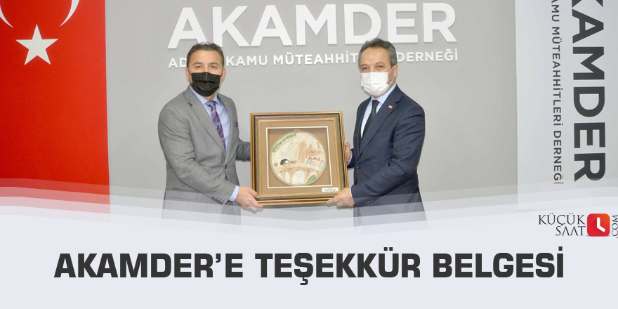 AKAMDER’e teşekkür belgesi