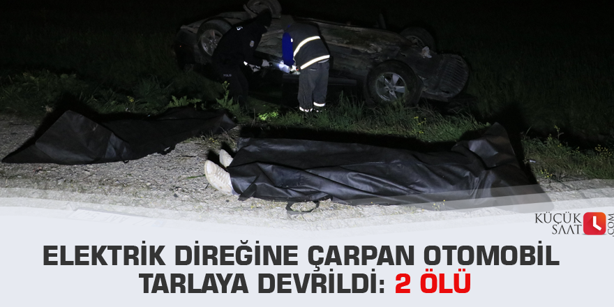 Elektrik direğine çarpan otomobil tarlaya devrildi: 2 ölü