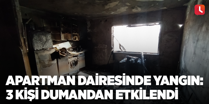 Apartman dairesinde yangın: 3 kişi dumandan etkilendi