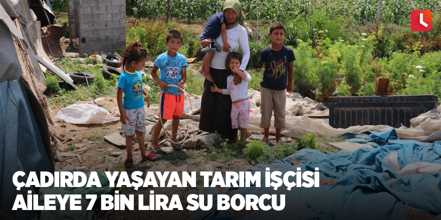 Çadırda yaşayan tarım işçisi aileye 7 bin lira su borcu