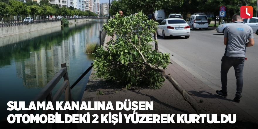 Sulama kanalına düşen otomobildeki 2 kişi yüzerek kurtuldu