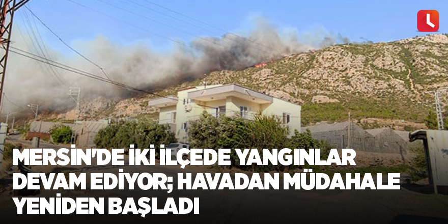 Mersin'de iki ilçedeki yangınlar devam ediyor; havadan müdahale yeniden başladı