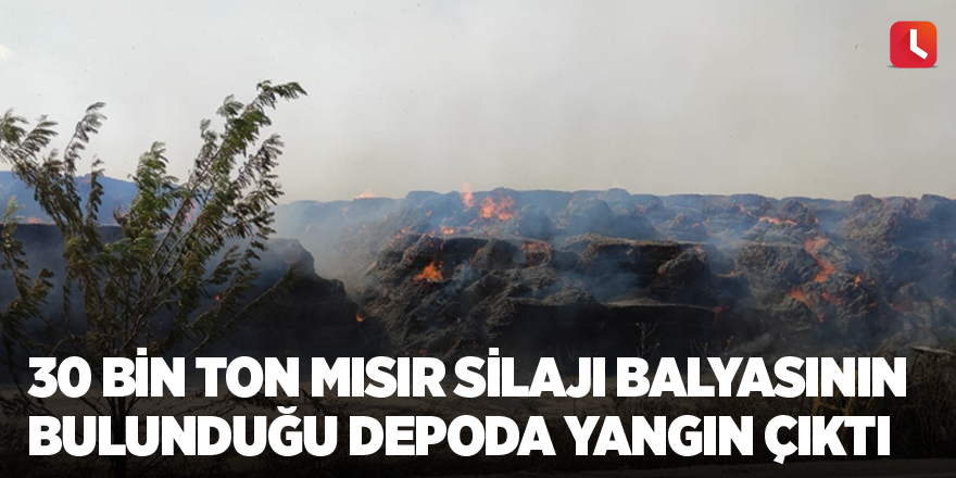 30 bin ton mısır silajı balyasının bulunduğu depoda yangın çıktı