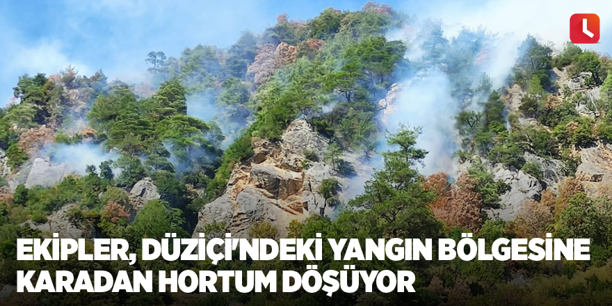 Ekipler, Düziçi'ndeki yangın bölgesine karadan hortum döşüyor