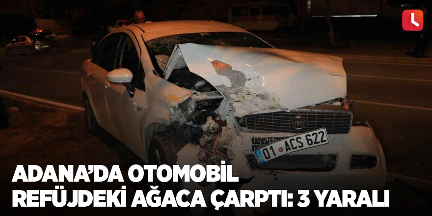 Adana’da otomobil refüjdeki ağaca çarptı: 3 yaralı