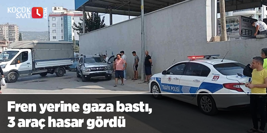 Fren yerine gaza bastı, 3 araç hasar gördü