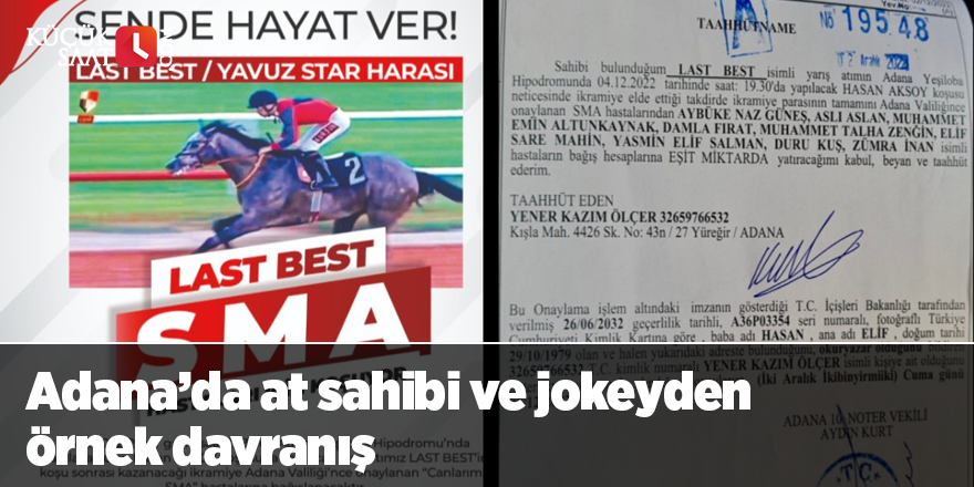 Adana’da at sahibi ve jokeyden örnek davranış