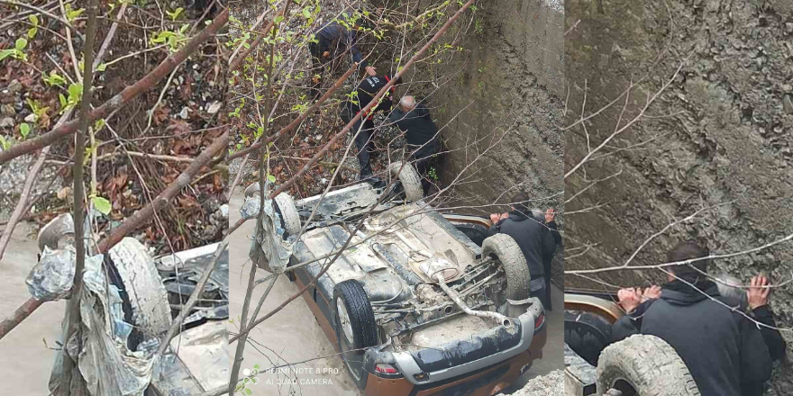 Araç dere yatağına uçtu: 3 yaralı