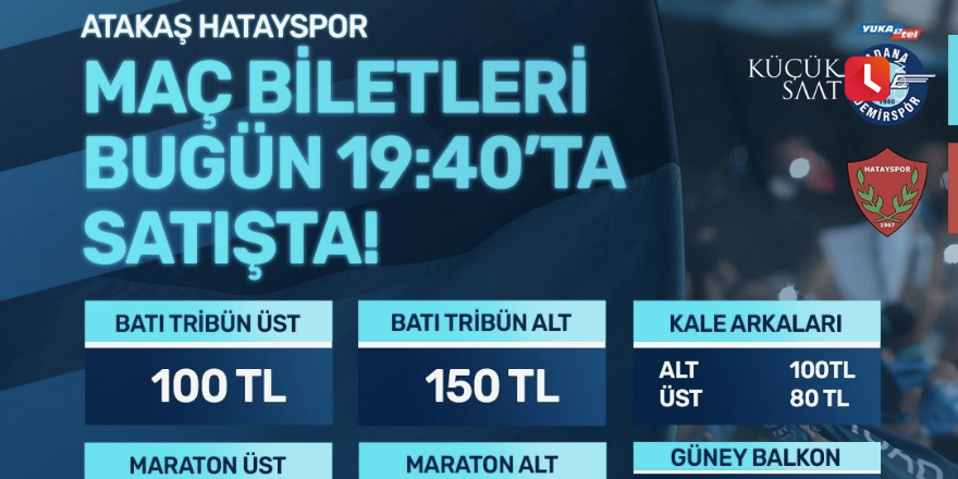 Adana Demirspor - Hatayspor maçının biletleri satışta