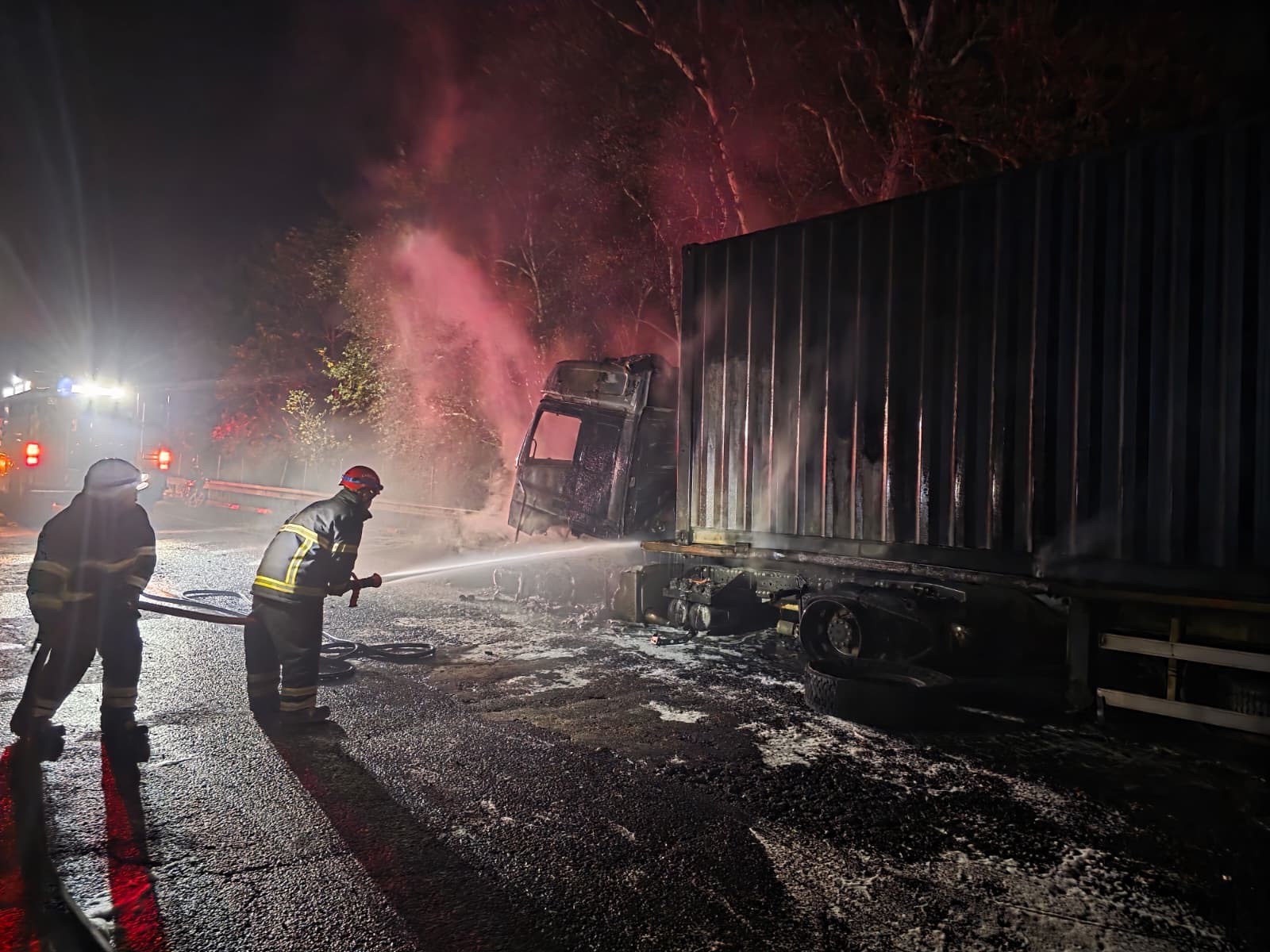 Tırdan ormanlık alana sıçrayan yangın söndürüldü   