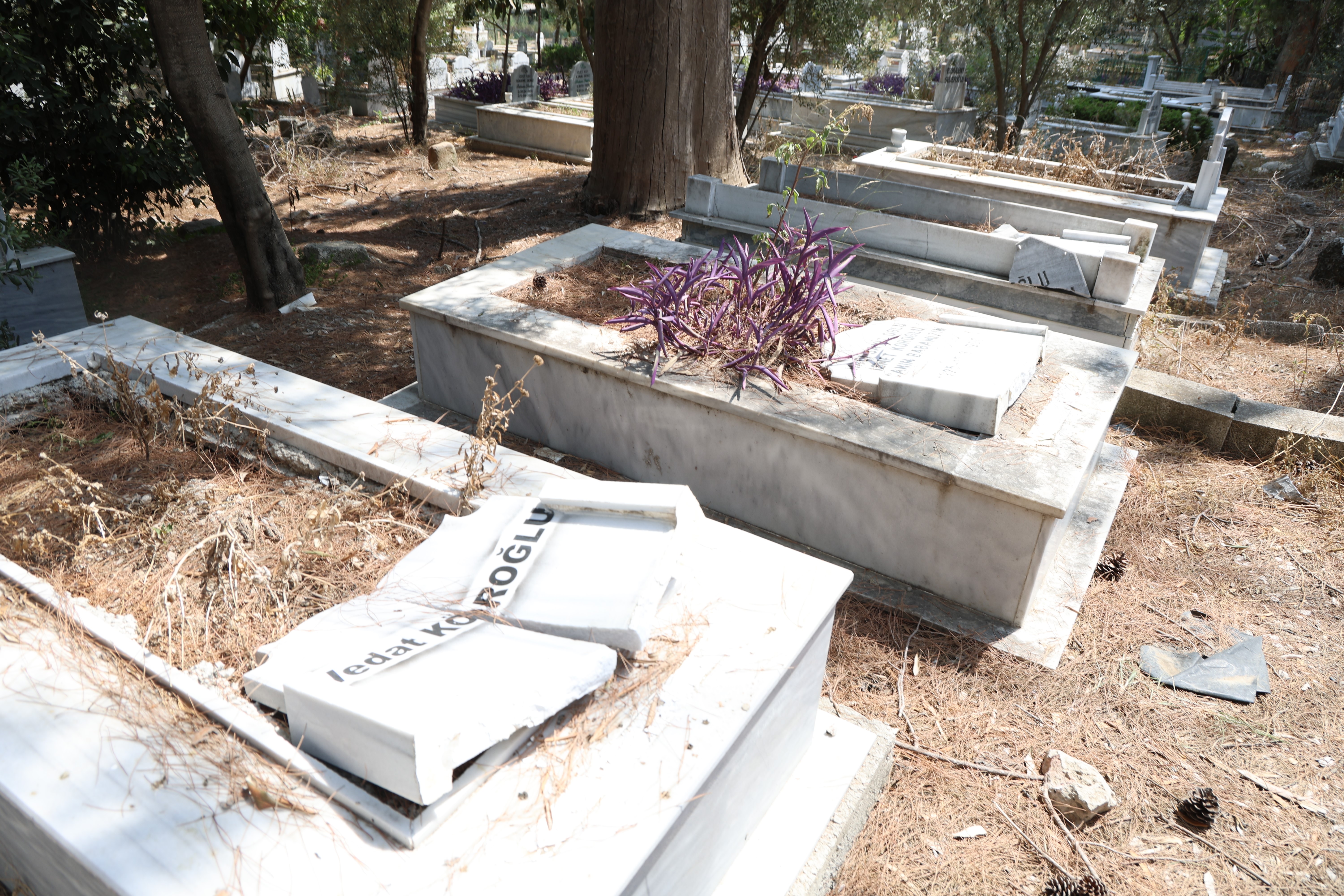 Adana'da mezar taşları tahrip edildi