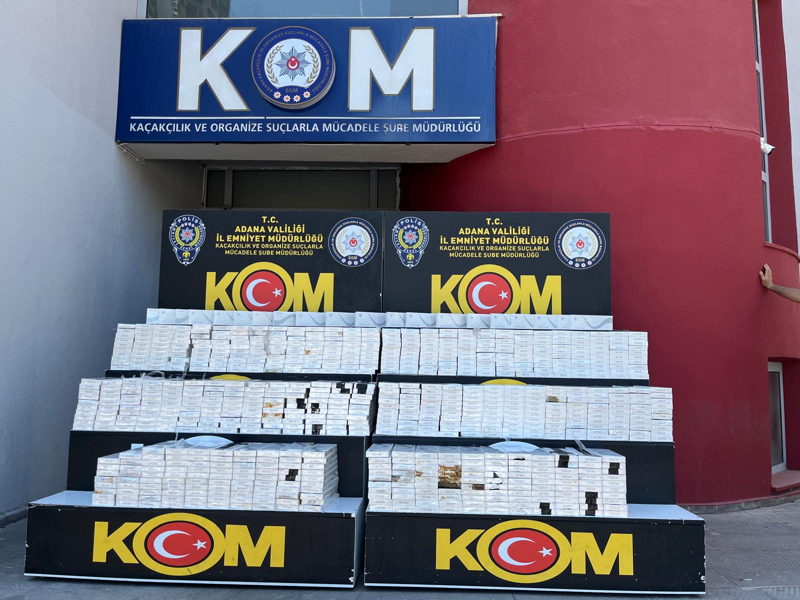 Adana'da 12 milyon makaron ve 725 kilogram tütün ele geçirildi