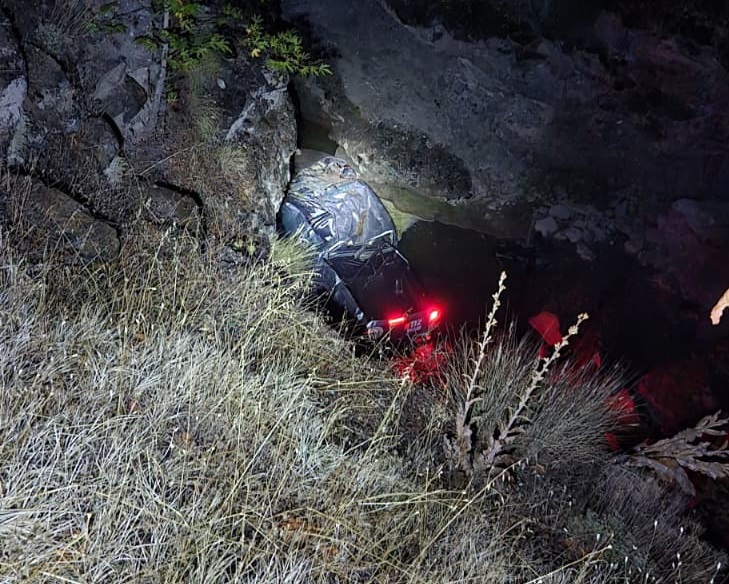 Dereye düşen kamyonetin sürücüsü yaralandı