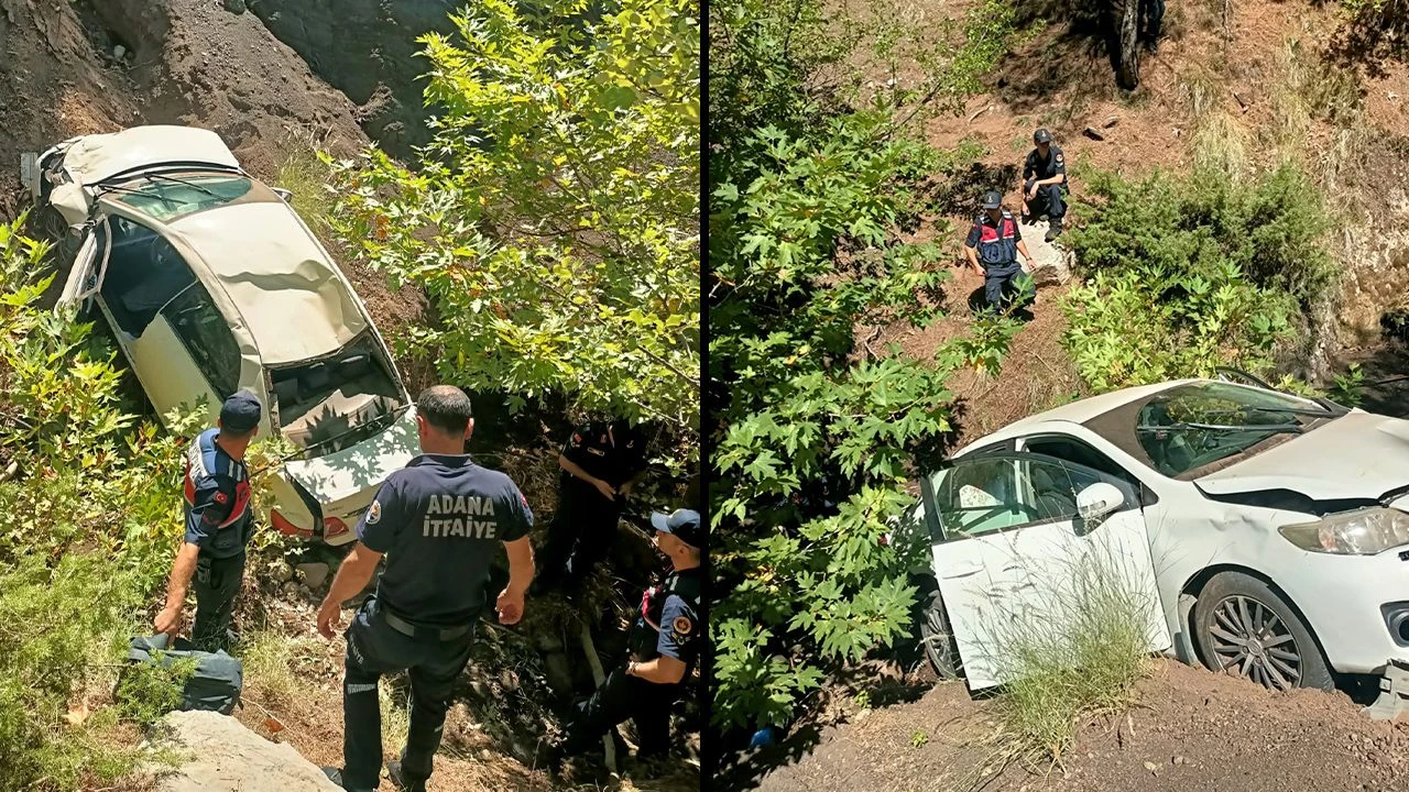 Aladağ'da, otomobil uçuruma yuvarlandı: 2 kişi yaralandı