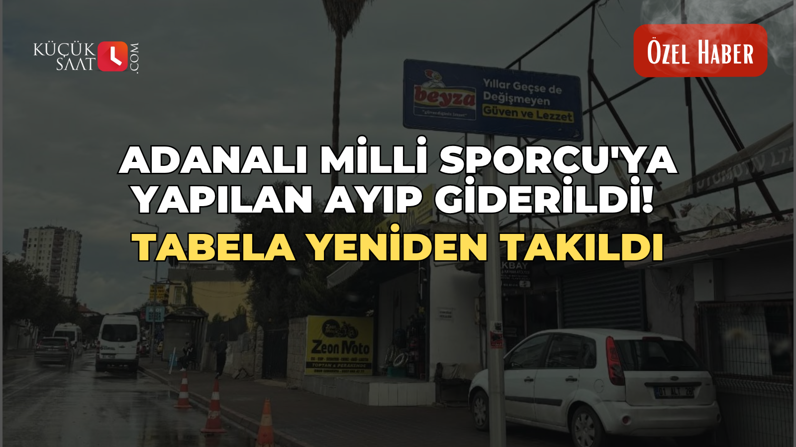 Adanalı Milli Sporcu'ya yapılan ayıp giderildi! Tabela yeniden takıldı.