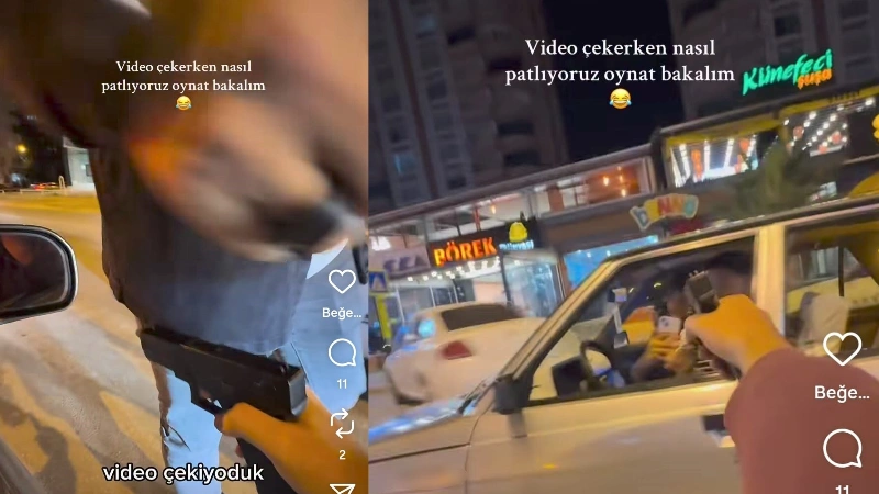 Kozan'da silahla "şaka" videosu çeken gençler polisi karşılarında görünce panik yaşadı