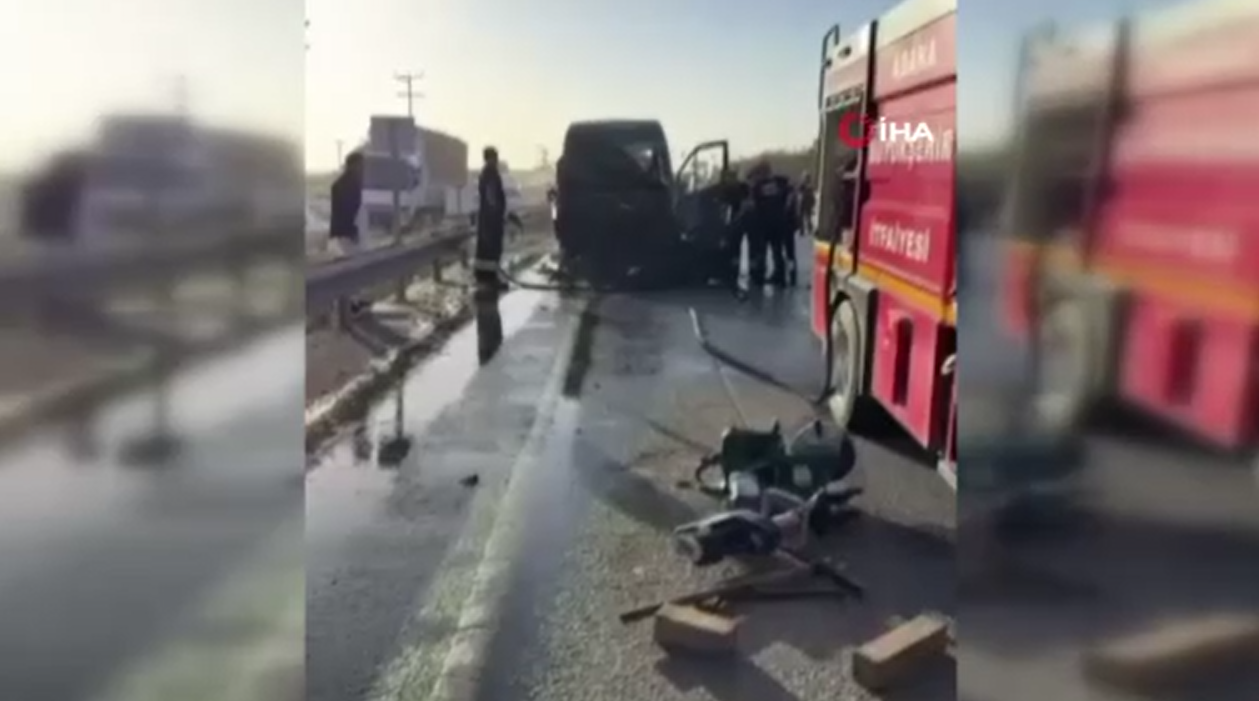 Adana'da öğrenci servisinin çarptığı motosiklet sürücüsü hayatını kaybetti