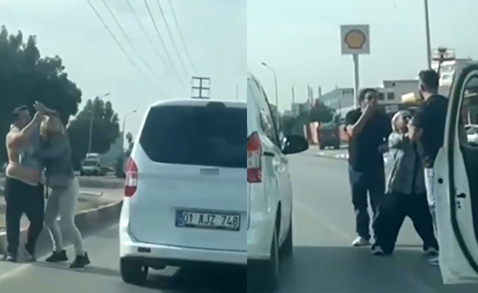 Sürücülerin trafikteki kavgası kamerada