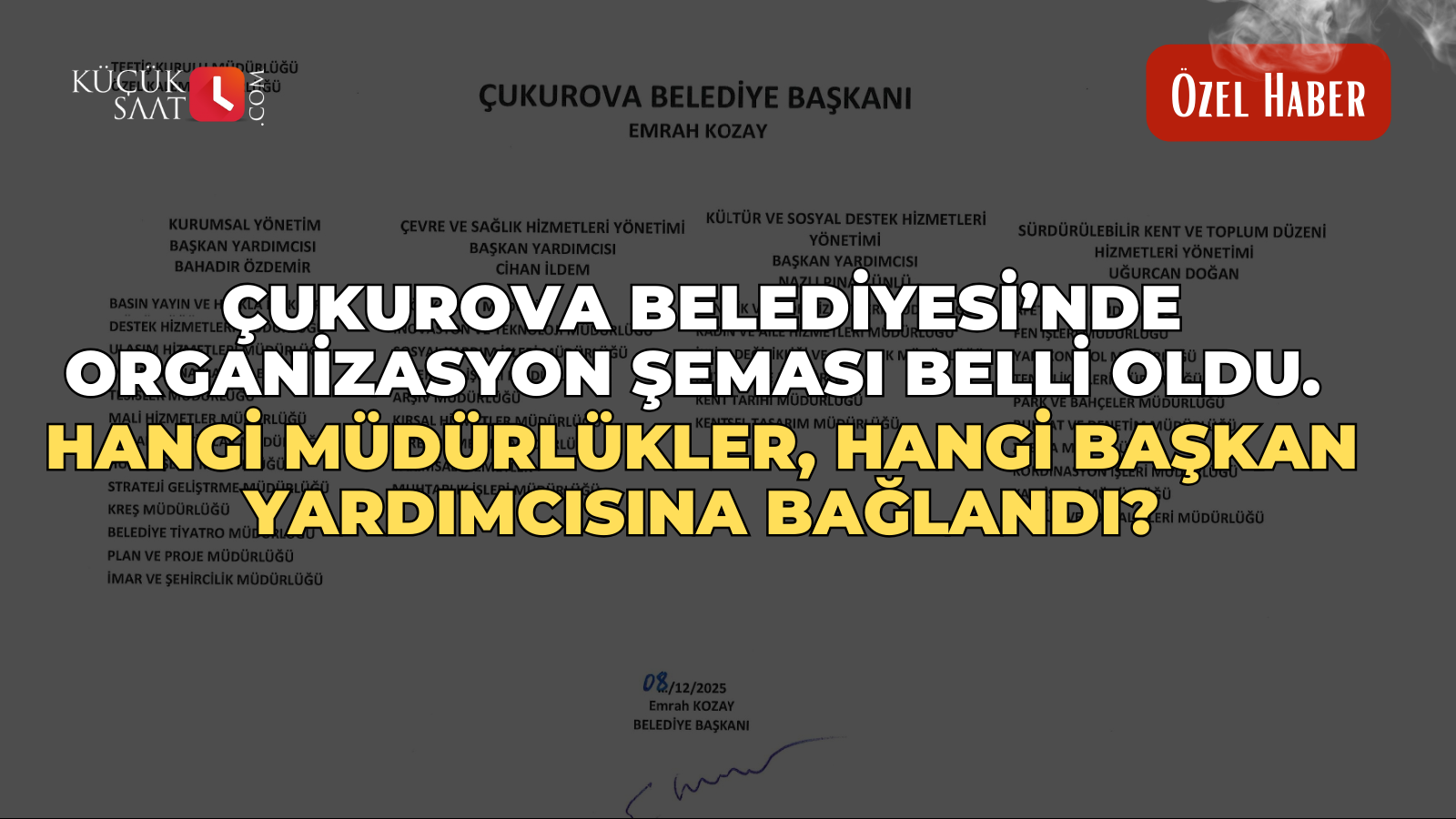 Çukurova Belediyesi’nde organizasyon şeması belli oldu. Hangi müdürlükler, hangi başkan yardımcısına bağlandı?