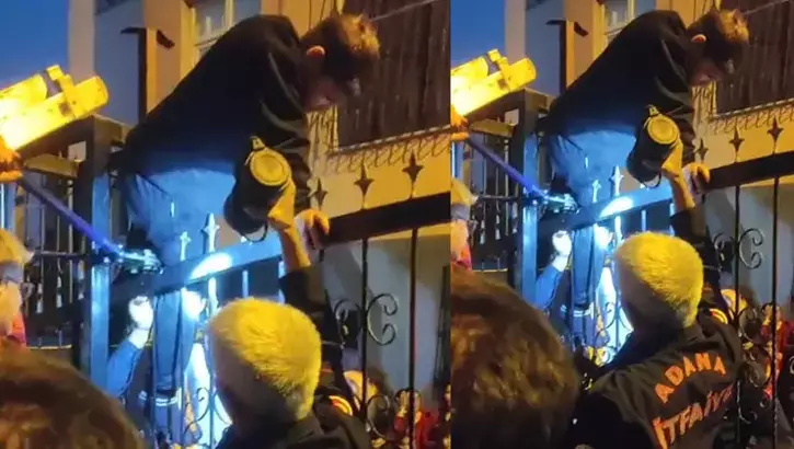 Bacağına demir korkuluk saplanan çocuk hastaneye kaldırıldı