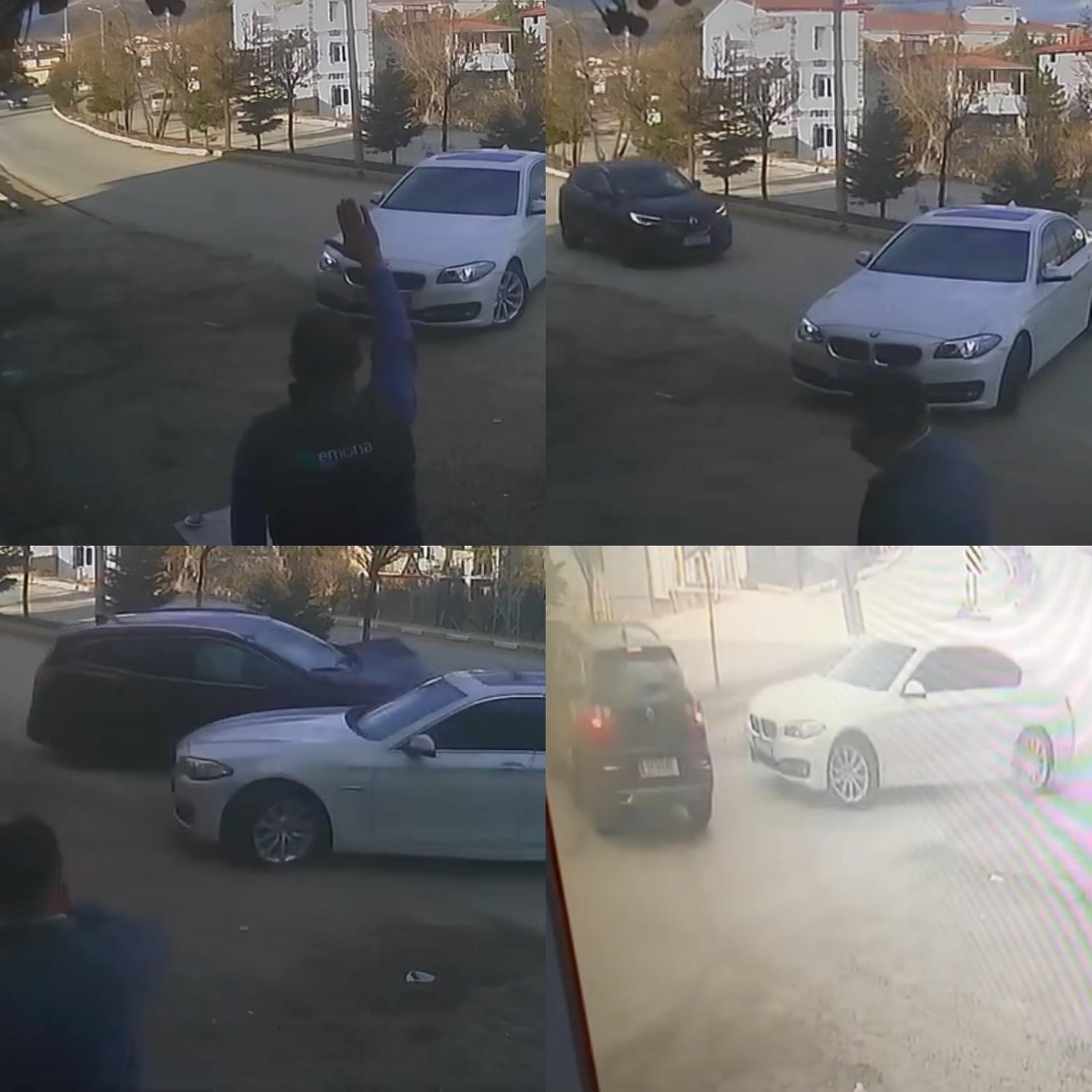 Hızla gelen araç, yola çıkan otomobile çarptı