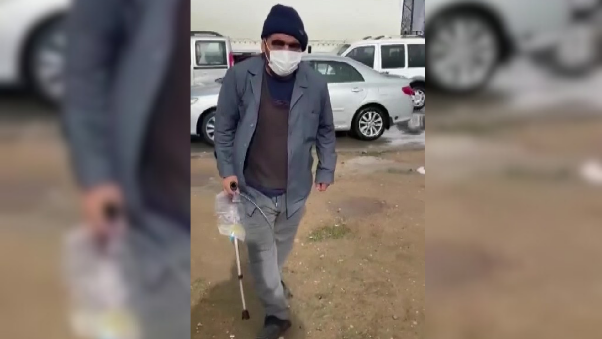 Sonda tüpüne meyve suyu koyup dilencilik yapan şahıs yakalandı