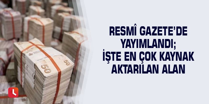 Resmî Gazete’de yayımlandı; işte en çok kaynak aktarılan alan