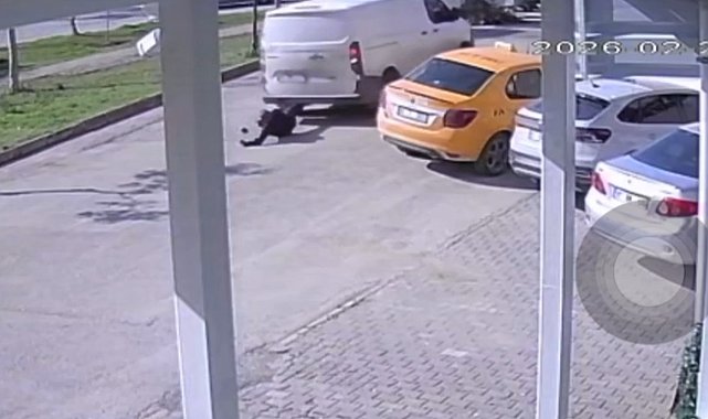 Cep telefonuna bakan yayaya geri manevra yapan panelvan çarptı