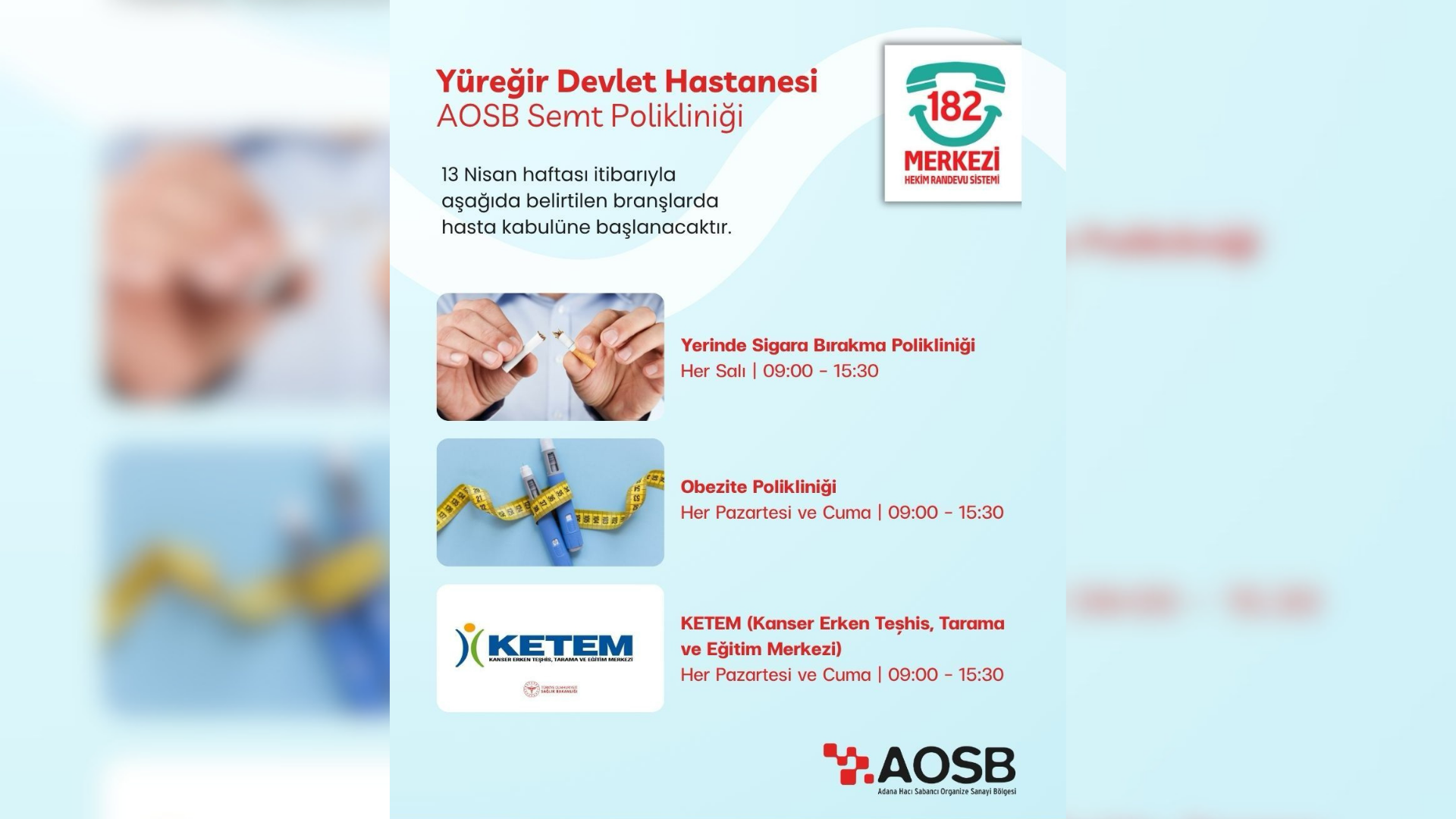 AOSB Semt Polikliniği’nde hizmet yelpazesi genişliyor