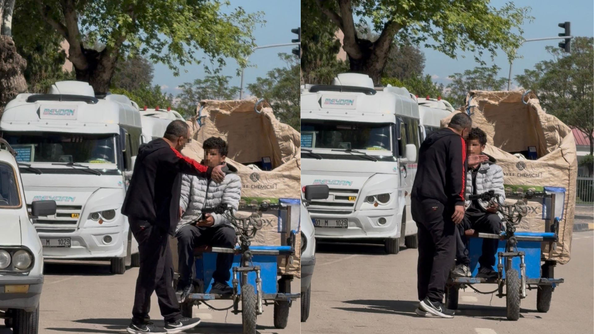 Motosikletlinin yolunu kesip tehditler savurdu