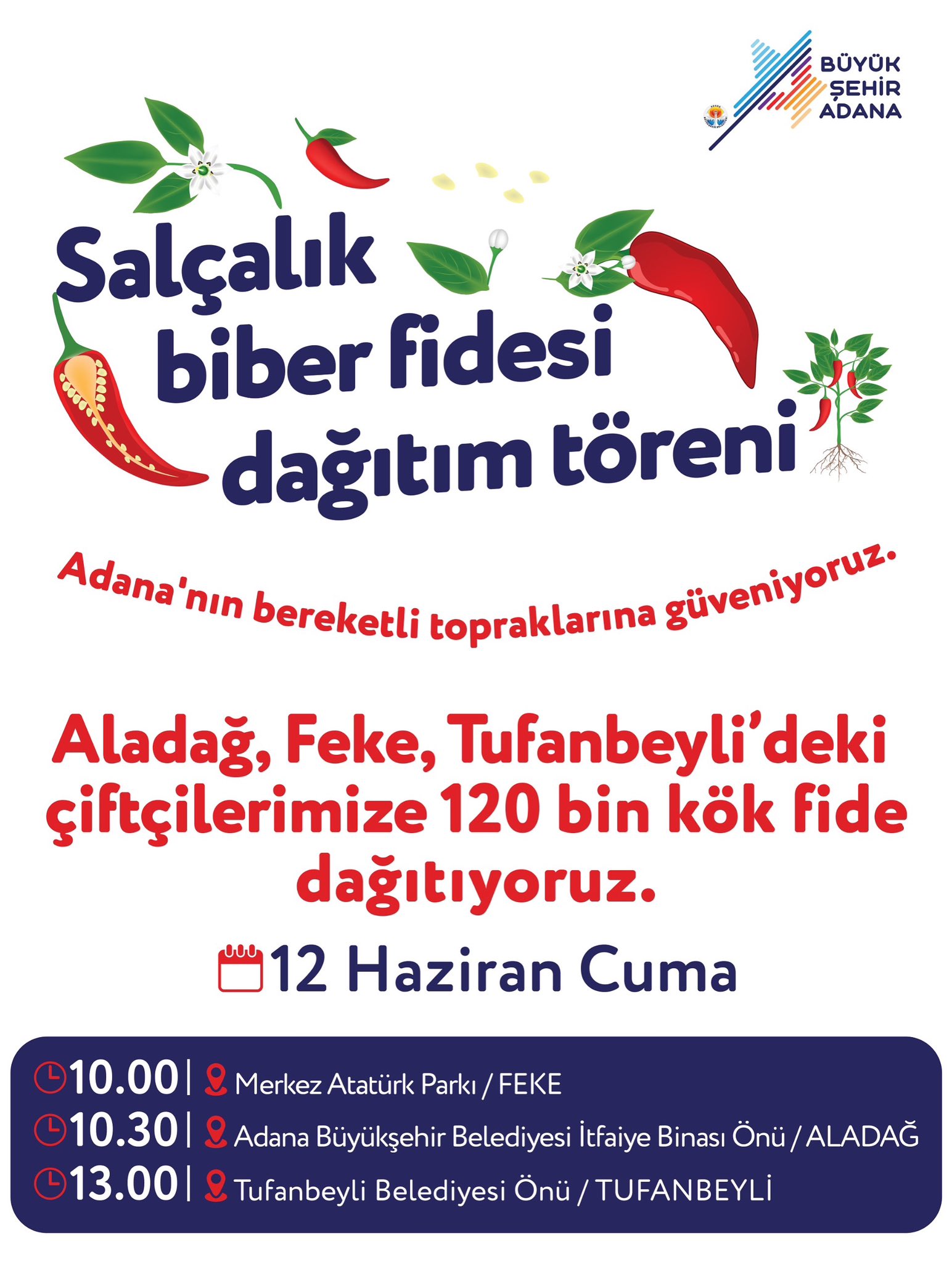 Adana Büyükşehir Belediyesi’nden çiftçiye 120 bin biber fidesi desteği