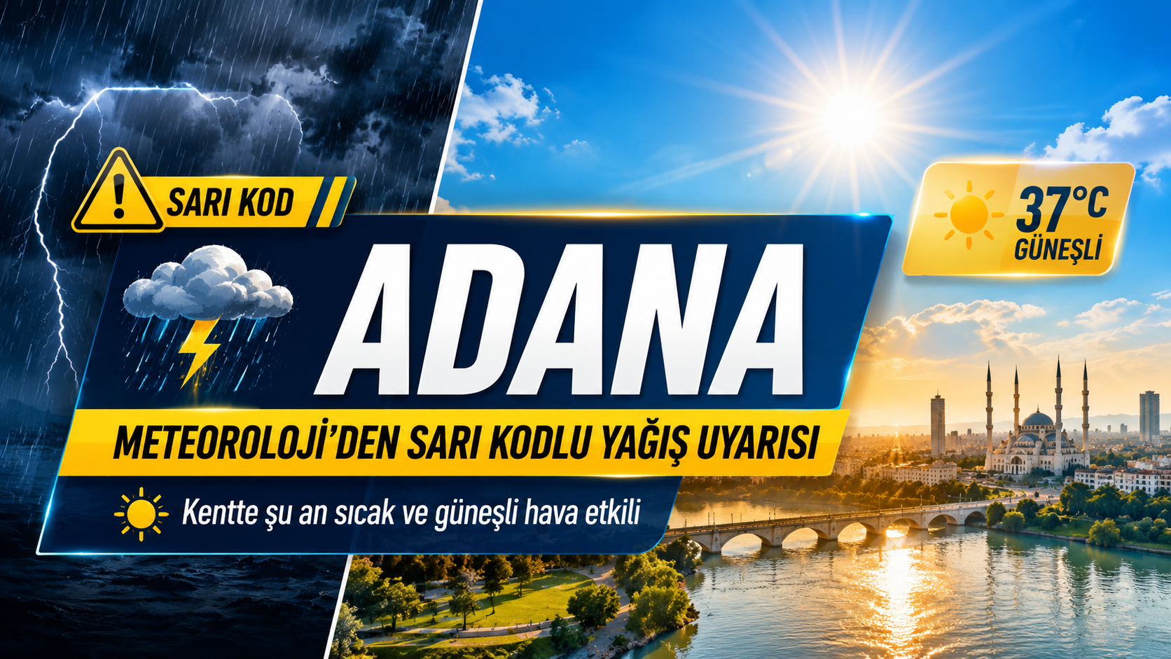 Adana için sarı kodlu uyarı: Kuvvetli yağış bekleniyor