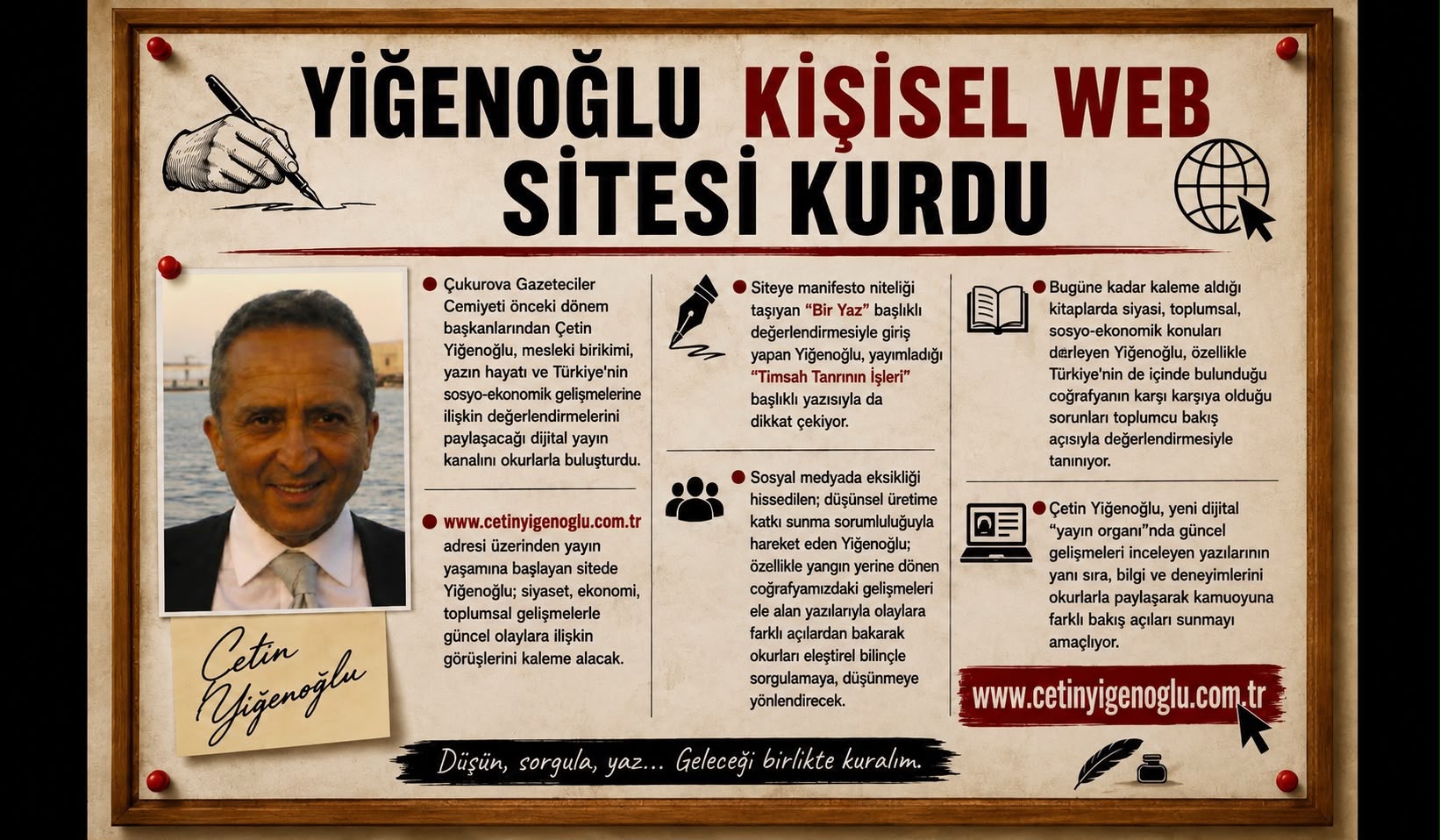 Çetin Yiğenoğlu kişisel web sitesini yayına açtı