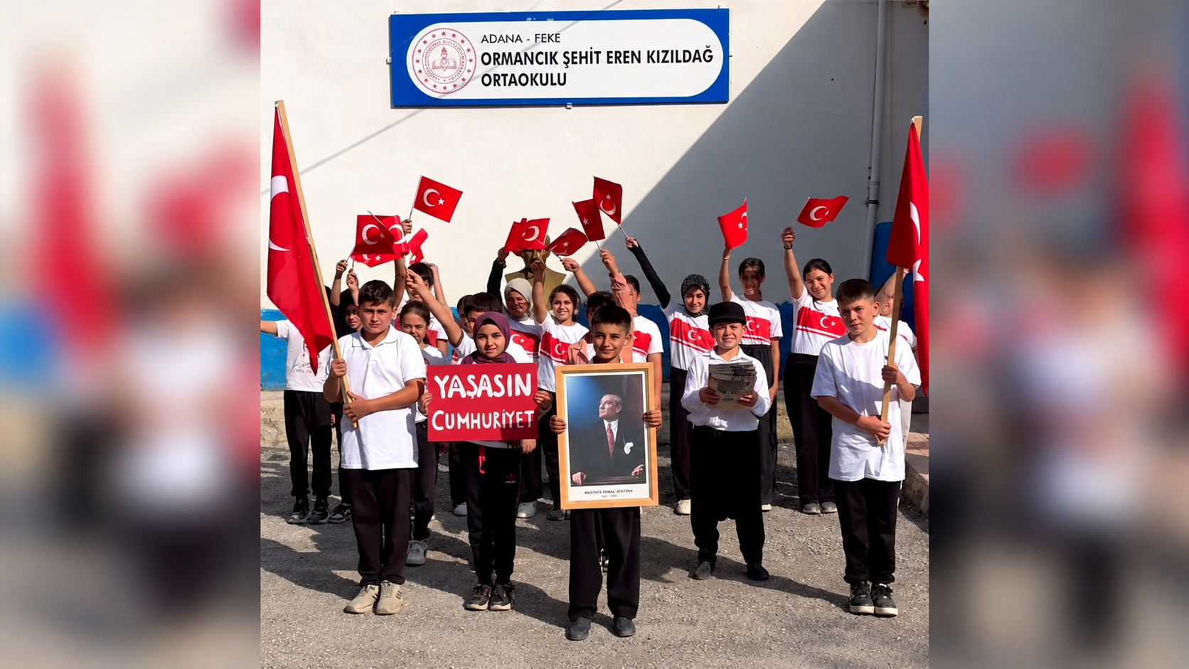 Feke’de köy okulunda Cumhuriyet coşkusu