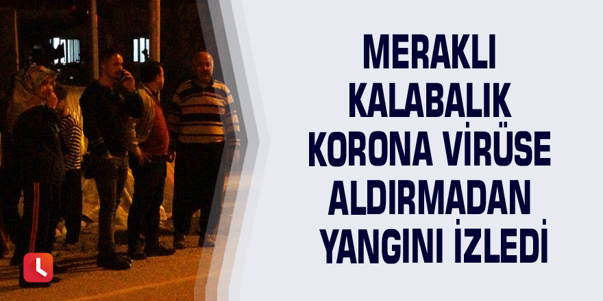 Meraklı kalabalık korona virüse aldırmadan yangını izledi