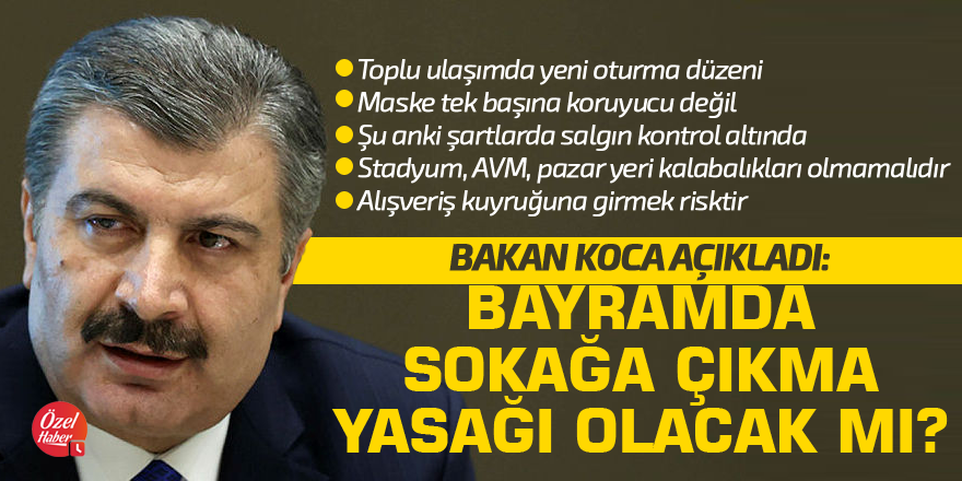 Sağlık Bakanı Koca: Türkiye'de koronavirüs salgını şu anda kontrol altında