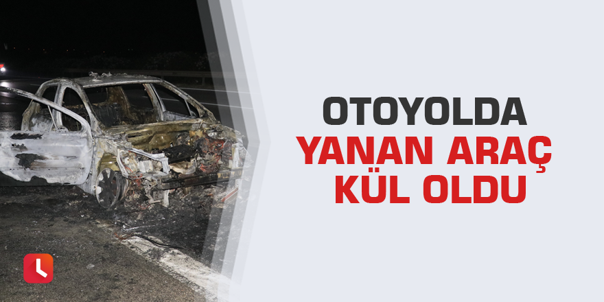 Otoyolda yanan araç kül oldu