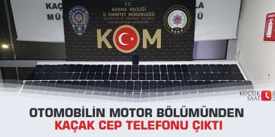 Otomobilin motor bölümünden kaçak cep telefonu çıktı