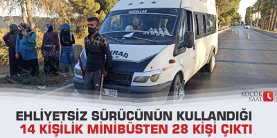 Ehliyetsiz sürücünün kullandığı 14 kişilik minibüsten 28 kişi çıktı