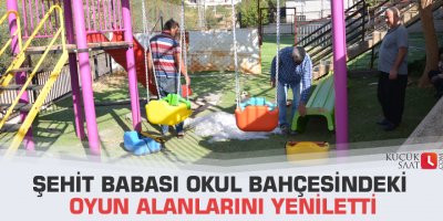Şehit babası okul bahçesindeki oyun alanlarını yeniletti