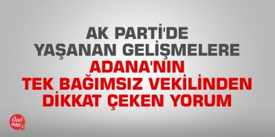 AK Parti'de yaşanan gelişmelere Adana'nın tek bağımsız vekilinden dikkat çeken yorum