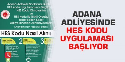 Adana Adliyesinde HES kodu uygulaması başlıyor