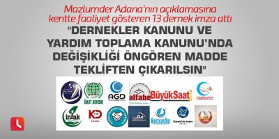 "Dernekler Kanunu ve Yardım Toplama Kanunu’nda değişiklik öngören madde tekliften çıkarılsın"