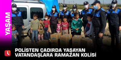 Polisten çadırda yaşayan vatandaşlara Ramazan kolisi
