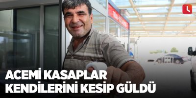 Acemi kasaplar kendilerini kesip güldü