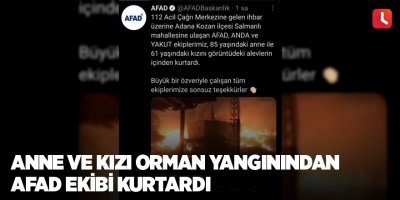 Anne ve kızı orman yangınından AFAD ekibi kurtardı