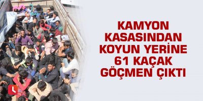 Kamyon kasasından koyun yerine 61 kaçak göçmen çıktı