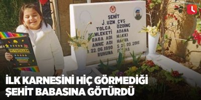 İlk karnesini hiç görmediği şehit babasına götürdü